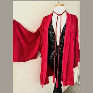Vintage VSC Victoria's secret 100% Silk kimono cardigan embroidery Y2K Japanese